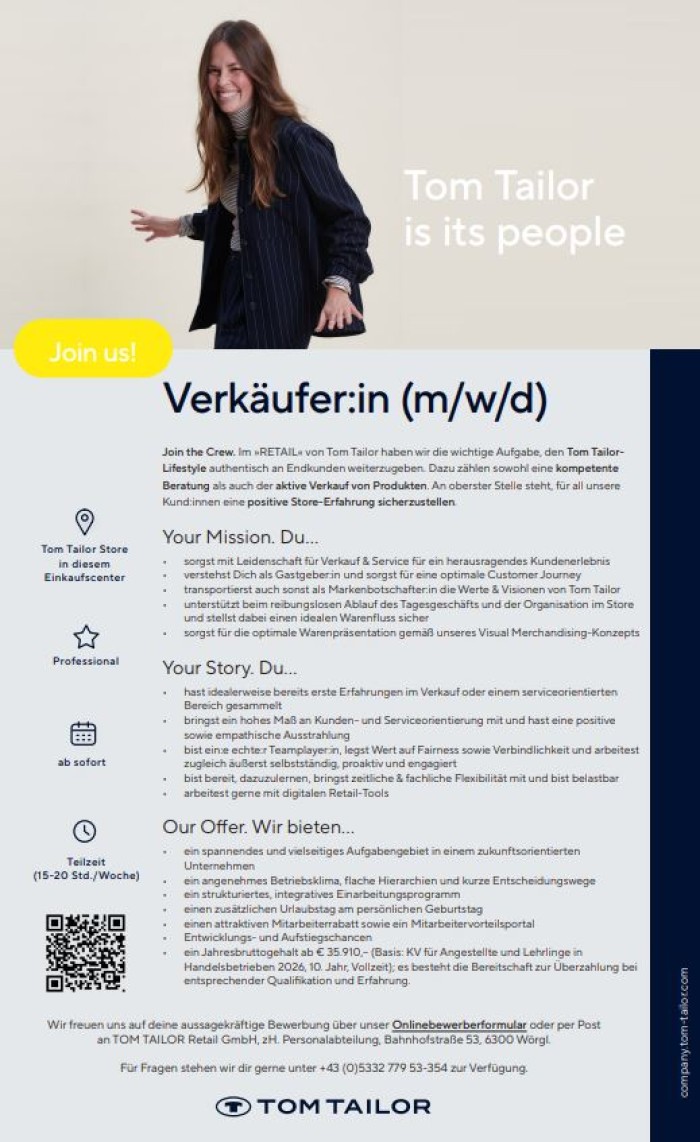 Tom Tailor VerkäuferIn 15 20 Std.