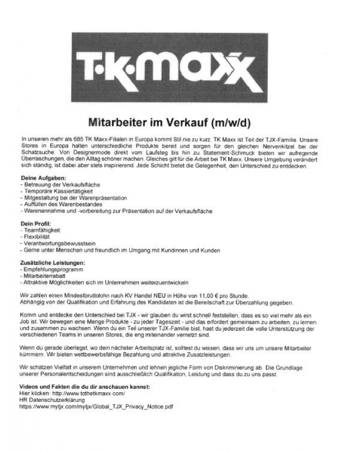 TKMaxx Inserat